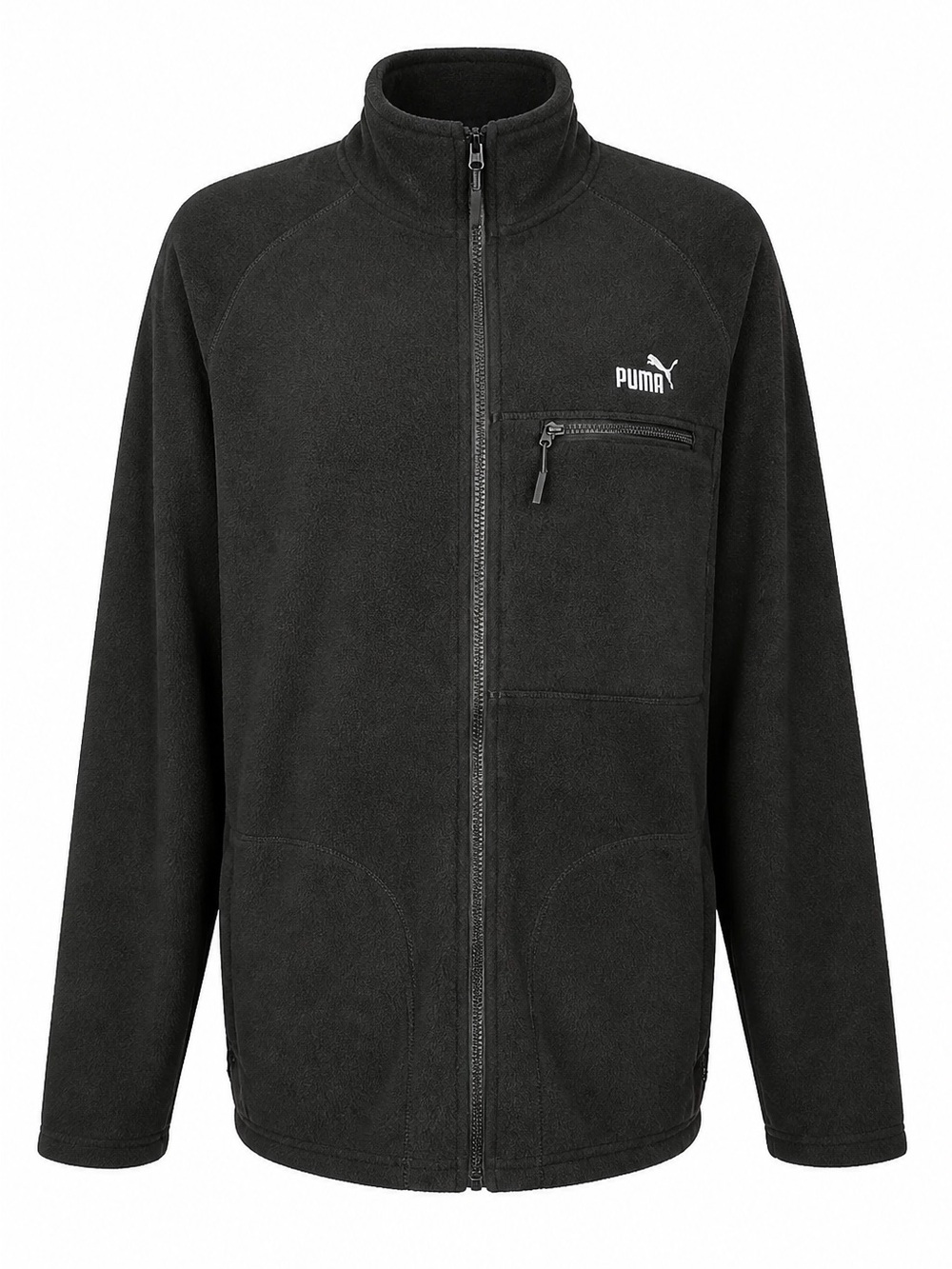 Puma - Black Full-Zip Fleece Jacket w/ Chest Pocket Workout Athleisure Comfy NWT